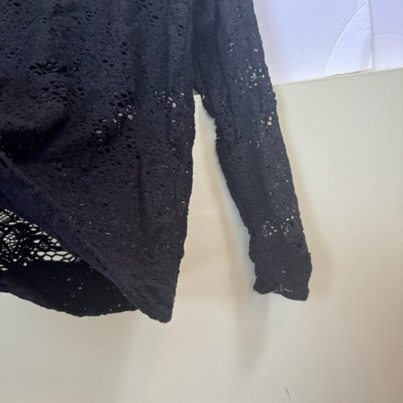 IRO Crochet Lace Cotton Blend Sweater Crew Neck Knit Long Sleeves Sheer Black 40 - Picture 6 of 16